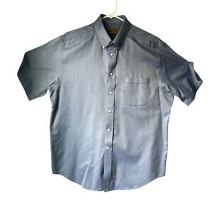 Gold Label Roundtree & Yorke Shirt Mens XL Blue Short Sleeve Button Down Dress